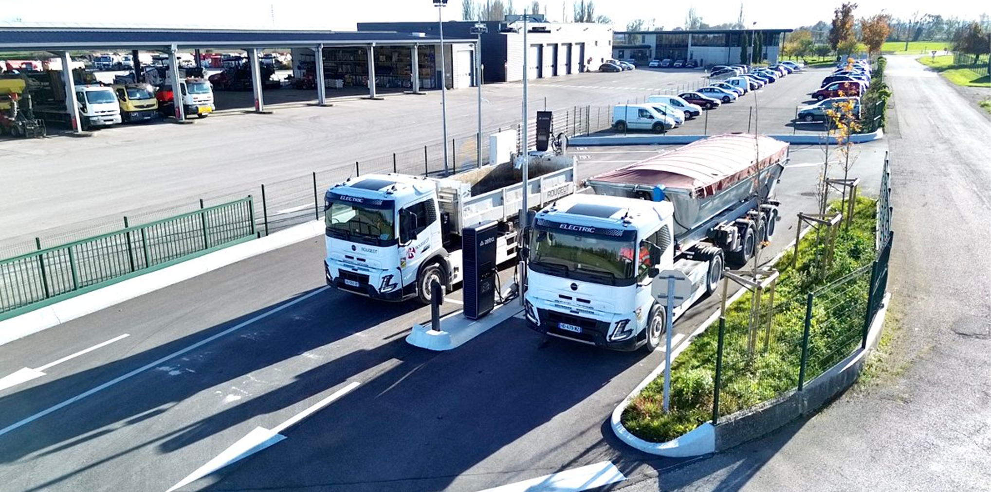 Trucks charging at a depot — Zetra turnkey solution